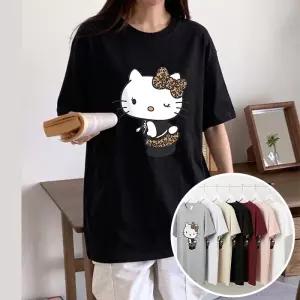 호피고양이 BOX 여성 오버핏 반팔 티셔츠 (8컬러) 박스티 빅사이즈