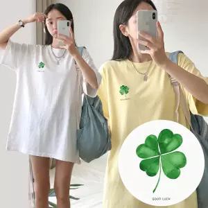 행운 BOX 여성 오버핏 반팔 티셔츠 (7컬러) 박스티 빅사이즈