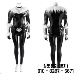 검은 고양이 펠리시아 하디 코스프레 의상 여성 블랙 가죽 슈트 아이 마스크 할로윈 파티 복장