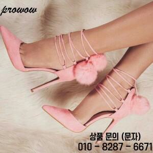 여성용 핑크 비건 스웨이드 포인티드 토 폼 스트랩 스틸레토 펌프스 슈즈 크로스 레이스업 얇은 하이힐 샌