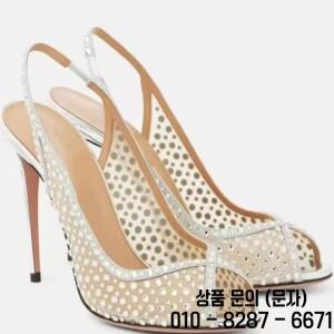 25 봄/여름 신상 수입 메쉬 크리스탈 핫픽스 장식 후면 속이 비치는 슬림 힐 마우스 샌들