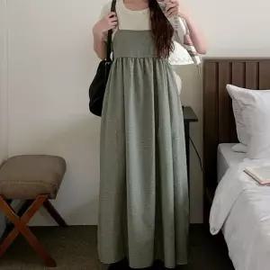 [신상오픈런]깅엄 뷔스티에 끈나시 에이라인 엠파이어 롱원피스 (31549984)