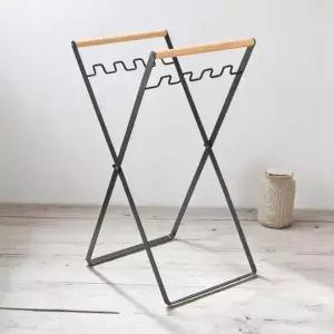 휴대용 접이식 우드 손잡이 캠핑 쓰레기통 쓰레기 봉투걸이 쓰레기봉투걸이