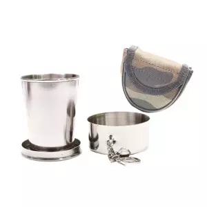 ( )당일 휴대용 접이식 다용도 스텐 스탠 등산 캠핑 레져 차박 컵 100ml 실버 전용 가방 포함