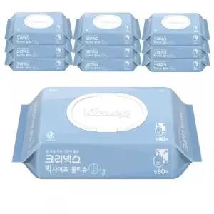 [크리넥스] 크리넥스 빅사이즈 큰사이즈 물티슈 캡형 80매 10팩