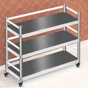 주방 작업대 보조 3단 식당 이동식 길이50 스텐 폭40 선반 바퀴 높이82