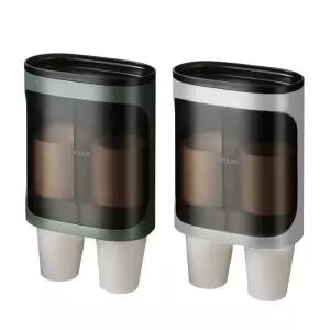 주방 인테리어 선반형 듀얼 종이컵 보관 홀더 2구 종이컵디스펜서