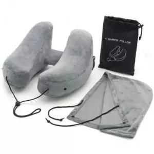 ( )차량용 에어 쿠션 H형 여행용 휴대용 목베개 그레이