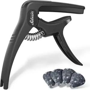 살보리 익스클루시브 옵시디언 블랙 다크 나이트 헤비 듀티 멀티 악기 카포 4픽 클래식 기타 클립 우쿨렐레