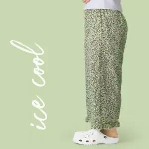 여성 여자 봄 여름 꽃무늬 냉장고 몸빼 파자마 잠옷 홈웨어 9부 밴딩 바지