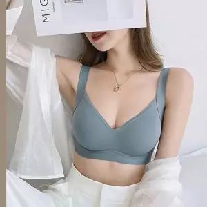 여자 부드러운 느낌 볼륨업 심리스 노와이어 브래지어 여성 속옷 여름 시스루 언더웨어