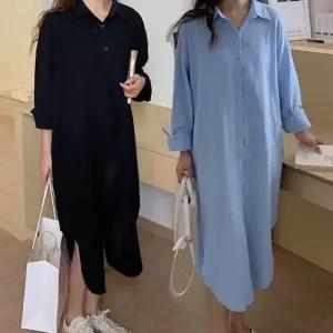 여성 롱 셔츠 봄 가을 여름 사이드 트임 롱 가디건 브이넥 꽈베기 루즈핏 가을원피스 롱 봄 여성 봄자켓