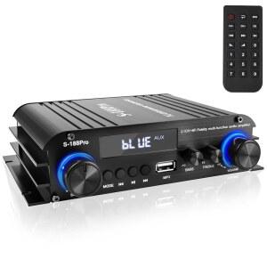 Romicta 2.1채널 스테레오 오디오 앰프, 300Wx2+360W 홈 블루투스 5.0 시스템(USB /AUX, 리모컨, 베이스 트레블 및 서브 컨트롤, 액티브/패시브 서브우퍼 스피커, 12V 5A 어댑터 포함)