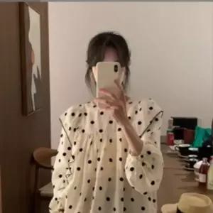 봄여름 땡땡이 블라우스 셔츠 우드 YF049 긴팔셔츠 땡땡이 봄여름 도트블라우스