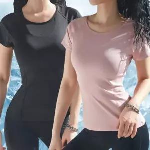 1+1 에어로빅복 여성 헬스복 상의 복 여름 필라테스 티셔츠