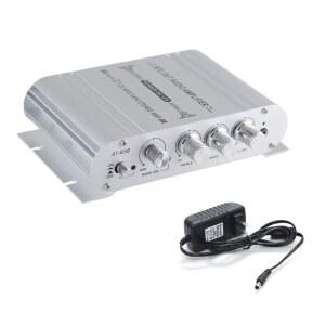 선디어 2.1 채널 미니 앰프 20W + 40W 하이파이 파워 12V 2A 전원 공급, 서브우퍼 스테레오 베이스 트레블 RCA 입력 오디오, CD MP3 MP4 PC 카 홈 스피커용 오디오