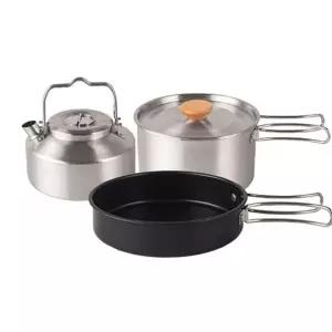 ( )캠핑 스텐 3종 코펠세트 휴대용 접이식 냄비 포트세트