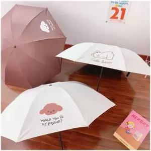 (모양 커피 강아지)경량 자동 접이식 우산 튼튼한 휴대용 접이식 우산 콤팩트 학생