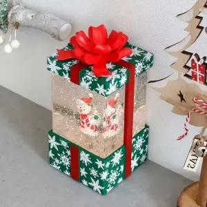 [하프클럽/셀러허브]선물상자 모양 돌아가는 피규어 포인트 워터볼 오르골