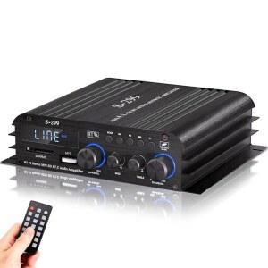 Facmogu S-299 4.1CH 블루투스 전력 증폭기(액티브 서브우퍼 출력 없음), 최대 800W RMS 40Wx4 증폭기 하이파이 통합 미니 스피커 앰프 오디오 서브 베이스