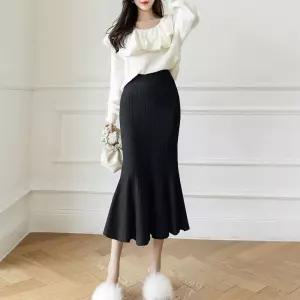 F007388_인어 밴딩 머메이드 골지니트 치마 스커트 머메이드 인어라인