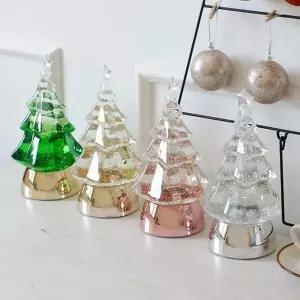 [하프클럽/셀러허브]투명한 트리디자인 워터볼 오르골 반짝이눈 조명 장식