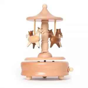 플랜 회전목마 원목 태엽 오르골