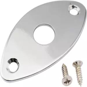 일렉트릭 기타 베이스 크롬용 Musicly Pro Steel 곡선 타원형 잭 플레이트 축구 스타일 출력