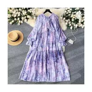 여성원피스 프렌치 시크 프린트 원피스 쉬폰 스커트 루즈핏 바캉스 MF1