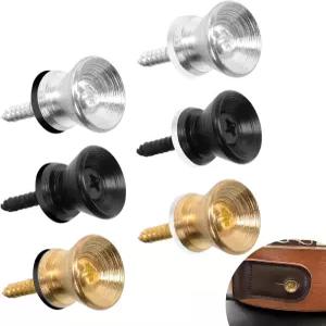 어쿠스틱 기타 전기 부품 베이스 우쿨렐레 블랙 실버 골드 엔드 핀 나사 및 고무 와셔용 스트랩 버튼 세트