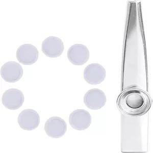 MEELYHOMEZQA 메탈 카주 (플루트 멤브레인 10개 포함) 우쿨렐레 바이올린 기타 피아노용 악기 (실버)