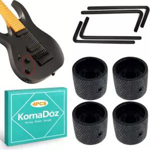 코나도스 4Pcs 메탈 돔 기타 노브 일렉트릭 기타용 블랙 볼륨 톤 컨트롤 베이스 - 앨런 키 포함