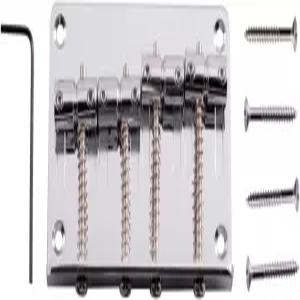 Seismic Audio SAGA20 교체용 크롬 베이스 기타 브릿지 (베이스 및 악기 제작 프로젝트용) 실버