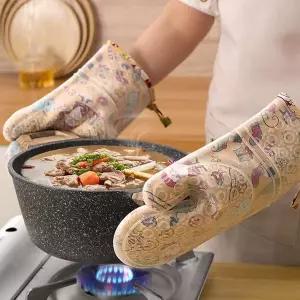 실리콘 베이킹 주방 오븐장갑 크리스마스 베이지