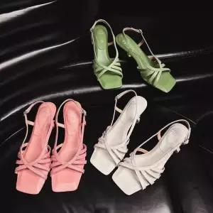 엘럽여친 여름 버클 리얼 웨지힐 샌들 가죽 웨지 오픈토 일자 힐 에일리언 펀칭 원템5