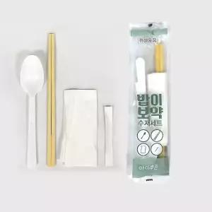 배달용 일회용 수제세트(수저 이쑤시개 냅킨) 50개 일회용수저 수저세트
