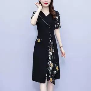 원피스 여성 여름 빅사이즈 예쁜 쉬폰 정장 중년 통통 넥 SPO마켓1