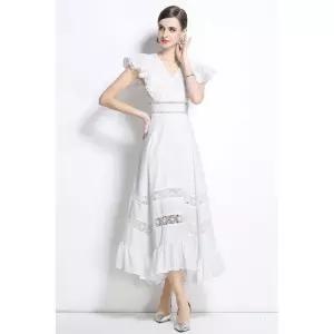 여사친 원피스 브이넥 레이스 날개 레이어드 펀칭 바캉스룩 SPO마켓1