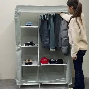 [하프클럽/셀러허브]시스템행거 간이 조립식 2단 비키니옷장 그레이 조립식옷장