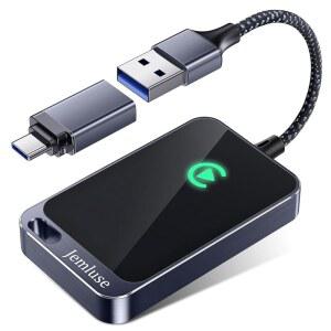 용 Jemluse 무선 카플레이 어댑터 - 유선에서 어댑터로 변환하기 위한 다중 사용자 원활한 연결 iOS 10+에서 화면 /USB C(그레이)까지 지연 시간 없음