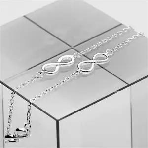 [애슬릿] 전체 실버 인피니티 펜던트 체인 발찌무도금