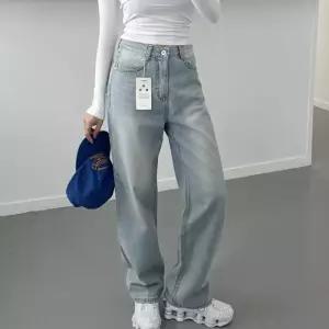 [신상오픈런]연청바지 여자 논스판 순면 스트레이트진 워싱팬츠 (30321877)