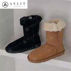 [애슬릿] 발 편한 여성 안감 털 플랫 롱 미들 부츠