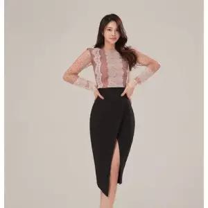 봄가을 도트 슈트 트임 힙치마 세트 여성 망사 MF1