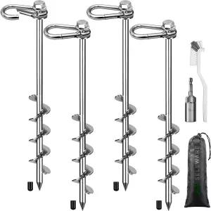 셀웨어 4팩 트램펄린 스테이킹 헤비 듀티 지상 앵커 고풍력 안전한 동물 텐트 헛간 스윙 세트 이동식 주택