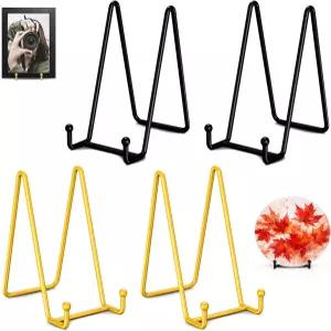 콘스테파이어 플레이트 스탠드는 디스플레이 4 PCS - 6인치 홀더 스탠드 + 금속 프레임 그림 장식 책 사진