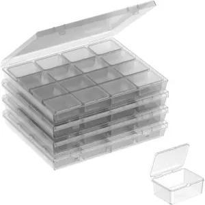 HDZXLLW 비즈 정리함 - 32칸 투명 플라스틱 공예 및 보관함 안전한 힌지 뚜껑 주얼리 참 다이아몬드 페인팅