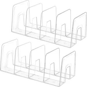 런모어 클리어 데스크톱 북 정리함 크리에이티브 스탠드 홈스쿨 및 오피스용 칸막이 책장 비아크릴