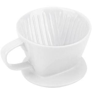 세가티, 커피 메이커 위에 붓기, 싱글 컵 화이트 세라믹 드립퍼, 2번 재사용 가능한 필터 콘 드립 홀더 슬로우 브루어, 홈, 사무실, 여행, 캠핑을 위한 3홀 평평한 바닥