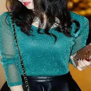 여성 라인댄스상의 스팽글 데이트룩 모임 하객룩 날씬 슬림핏 가을겨울